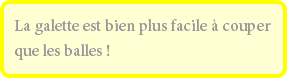 La galette est bien plus facile à couper que les balles !